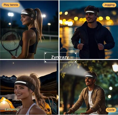 LED Sports Headband, 3 Light Modes, 2-in-1 Design for Running, Tennis, Camping, Cycling，LED Headlamp,Unisex Gift for Men, Women in Saudi Arabia
