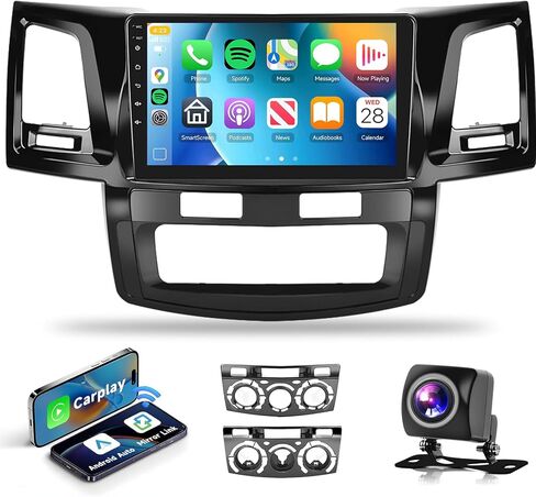 2G+64G Wireless CarPlay Car Stereo for Toyota Hilux Fortuner 2005-2014, Podofo 9" HD IPS Touch Screen Android Bluetooth Radio with Wireless Android Auto MirrorLink GPS HiFi Audio WiFi Backup Camera in Saudi Arabia