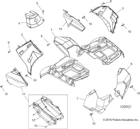 لوحة جانبية Polaris ATV ، الجزء العلوي ، اليسار ، مطلية ، الجزء الأصلي OEM 5439095-724 ، كتي 1 in Kuwait