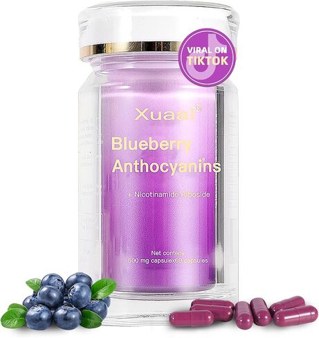 Blueberry Anthocyanins Capsules - Blueberry 10:1 Extract, Premium NAD+ Supplement with Anthocyanin & Lutein for Anti-Aging Support - Eye Vitamins Boosting Vision & Cellular Health, Vegetarian, 60 C in Saudi Arabia