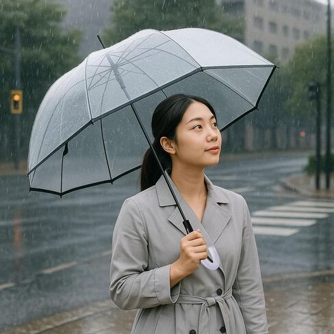 Knirps C.760 Transparent Curved Handle Rain Umbrella for Adults – 34.2" Bell Shaped Canopy Dome in Saudi Arabia