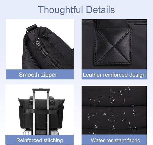 Tote Bag for Women Puffer Tote Bag Large Quilted Nurse Bag with Zipper for Work Travel in Saudi Arabia