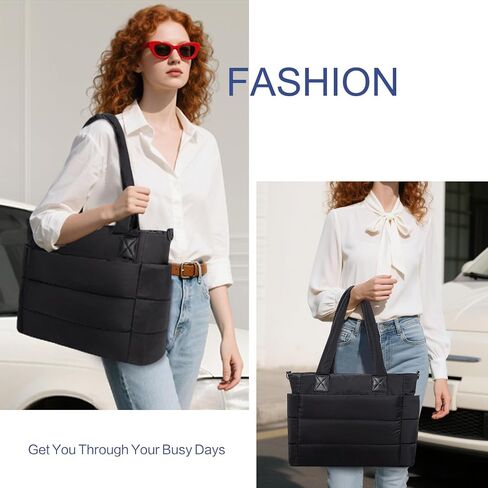 Tote Bag for Women Puffer Tote Bag Large Quilted Nurse Bag with Zipper for Work Travel in Saudi Arabia