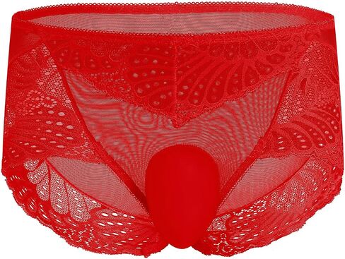 Abafip Men Lace Lace Intonderal Sissy Banties Mesh Mesh Boxer Boxer See من خلال السراويل الداخلية في الحقيبة in Saudi Arabia