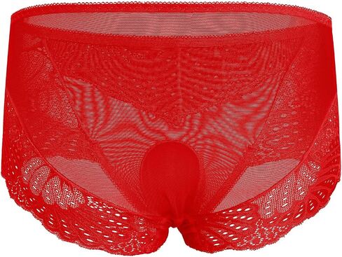 Abafip Men Lace Lace Intonderal Sissy Banties Mesh Mesh Boxer Boxer See من خلال السراويل الداخلية في الحقيبة in Saudi Arabia
