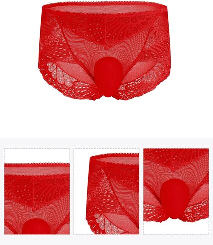 Abafip Men Lace Lace Intonderal Sissy Banties Mesh Mesh Boxer Boxer See من خلال السراويل الداخلية في الحقيبة in Saudi Arabia
