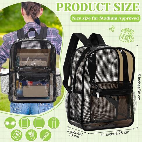 48 Pack Clear Backpack Bulk Breathable Mesh Back Large Heavy Duty Transparent Bookbag for Stadium College Work (Clear) in Saudi Arabia