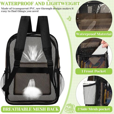 48 Pack Clear Backpack Bulk Breathable Mesh Back Large Heavy Duty Transparent Bookbag for Stadium College Work (Clear) in Saudi Arabia