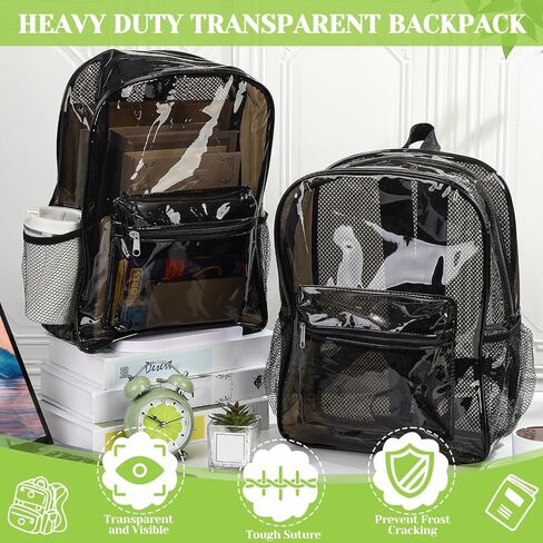 48 Pack Clear Backpack Bulk Breathable Mesh Back Large Heavy Duty Transparent Bookbag for Stadium College Work (Clear) in Saudi Arabia