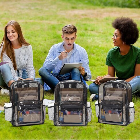 48 Pack Clear Backpack Bulk Breathable Mesh Back Large Heavy Duty Transparent Bookbag for Stadium College Work (Clear) in Saudi Arabia
