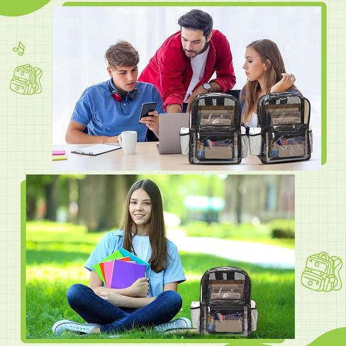 48 Pack Clear Backpack Bulk Breathable Mesh Back Large Heavy Duty Transparent Bookbag for Stadium College Work (Clear) in Saudi Arabia