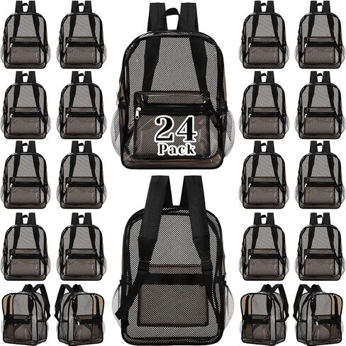 48 Pack Clear Backpack Bulk Breathable Mesh Back Large Heavy Duty Transparent Bookbag for Stadium College Work (Clear) in Saudi Arabia