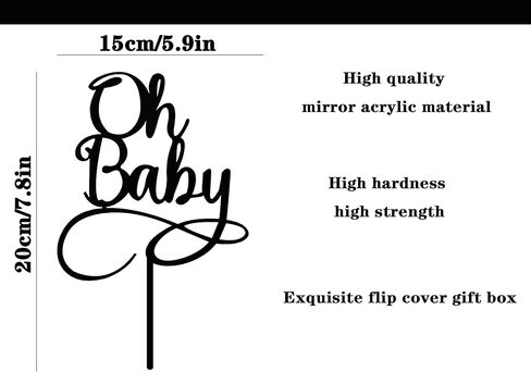 قطعة علوية للكيك من Oh Baby - ديكورات خشبية لكعكة استحمام الطفل - قطعة علوية للكيك تكشف عن الجنس لدعائم كشك الصور (ذهبي) in Kuwait