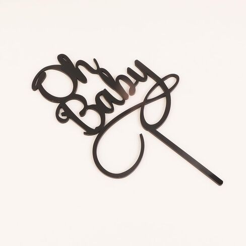 قطعة علوية للكيك من Oh Baby - ديكورات خشبية لكعكة استحمام الطفل - قطعة علوية للكيك تكشف عن الجنس لدعائم كشك الصور (ذهبي) in Kuwait