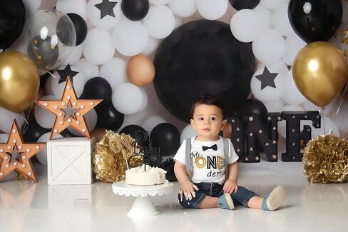 قطعة علوية للكيك من Oh Baby - ديكورات خشبية لكعكة استحمام الطفل - قطعة علوية للكيك تكشف عن الجنس لدعائم كشك الصور (ذهبي) in Kuwait