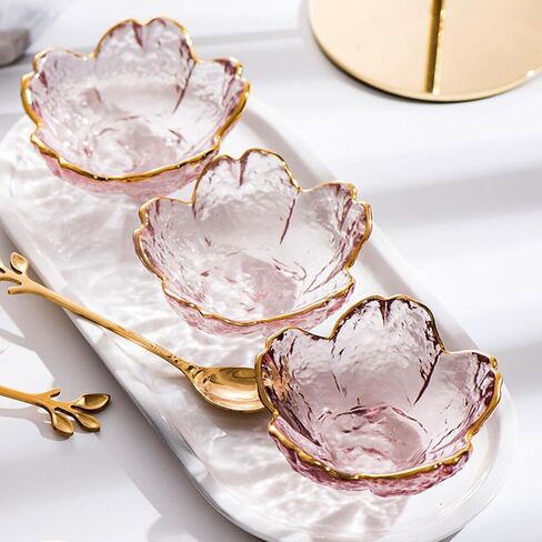 GENTI 3-Piece Glass Jewelry Tray, Flower Ring Dish, Jewelry Dish Tray for Necklace Bracelet Earring Holder, Clear in Saudi Arabia
