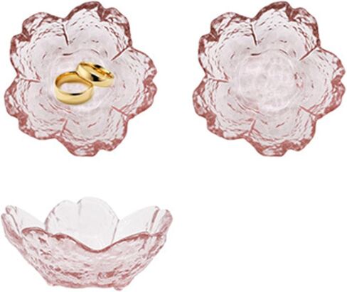 GENTI 3-Piece Glass Jewelry Tray, Flower Ring Dish, Jewelry Dish Tray for Necklace Bracelet Earring Holder, Clear in Saudi Arabia