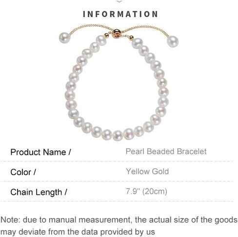 14K Gold Pearl Bracelet, Freshwater Pearl Beaded Bracelet, Birthday, Mother's Day Gift for Mother, Wife, Girlfriend in Saudi Arabia