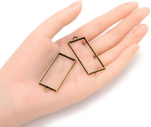 20pcs Open Back Oval Bezel Frame Pendant Pressed Flower Resin Mold Geometric Tray Jewelry Findings Antique Bronze Tone for Jewelry Craft Making CF287-3 in Saudi Arabia