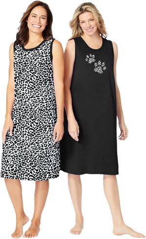 Dreams & Co. Plus Size 2-Pack Sleeveless Sleepshirt in Kuwait