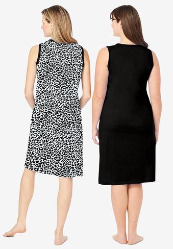 Dreams & Co. Plus Size 2-Pack Sleeveless Sleepshirt in Kuwait