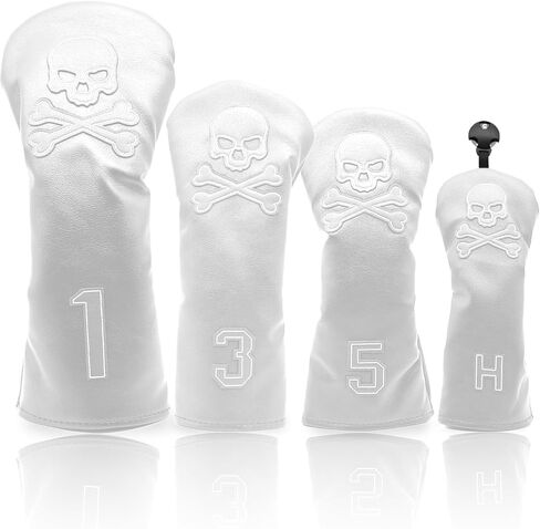 4 Pcs Golf Club Head Covers PU Leather Skull Golf Club Covers for Drivers, Fairway Woods, and Hybrids Fit Most Golf Clubs Golf Headcovers Set in Saudi Arabia