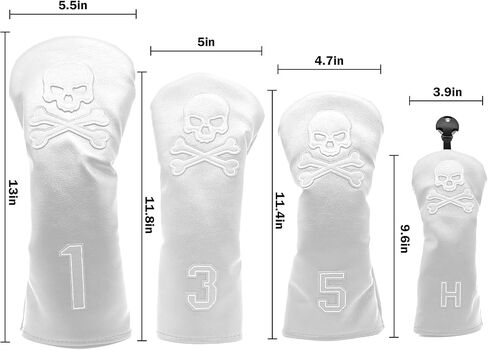 4 Pcs Golf Club Head Covers PU Leather Skull Golf Club Covers for Drivers, Fairway Woods, and Hybrids Fit Most Golf Clubs Golf Headcovers Set in Saudi Arabia