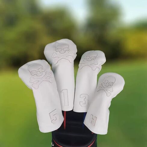 4 Pcs Golf Club Head Covers PU Leather Skull Golf Club Covers for Drivers, Fairway Woods, and Hybrids Fit Most Golf Clubs Golf Headcovers Set in Saudi Arabia