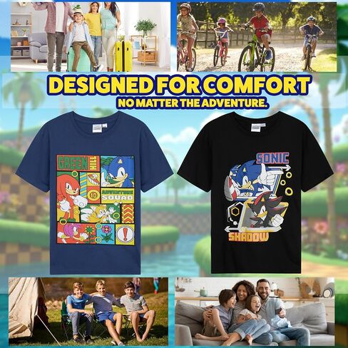 Sonic The Hedgehog Boys T Shirts 2 Pack Short Sleeve Tshirt Soft Breathable Tops in Saudi Arabia