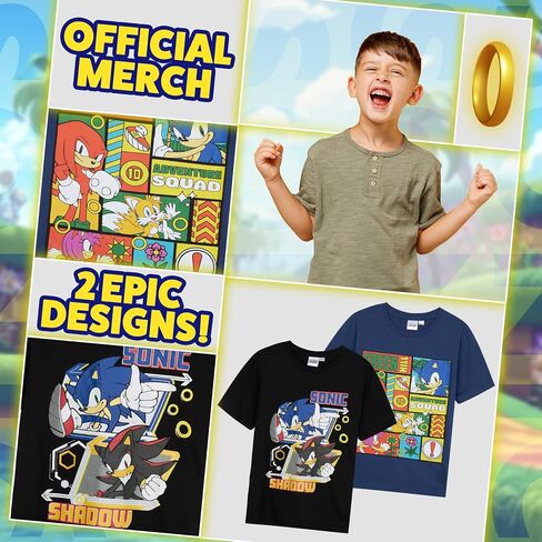 Sonic The Hedgehog Boys T Shirts 2 Pack Short Sleeve Tshirt Soft Breathable Tops in Saudi Arabia