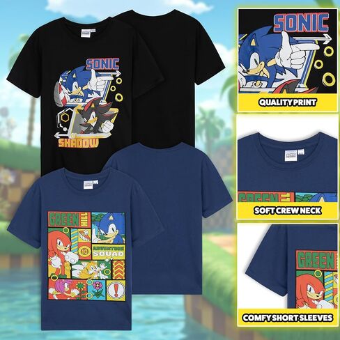 Sonic The Hedgehog Boys T Shirts 2 Pack Short Sleeve Tshirt Soft Breathable Tops in Saudi Arabia