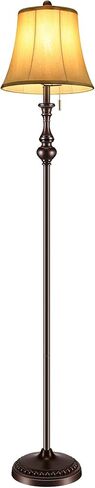 مصباح أرضي، مصباح زاوية قائم، مصباح عمود عتيق مع غطاء قماش ذهبي فاتح، مصباح ريفي طويل القامة لغرفة المعيشة، غرفة النوم، المكتب، مصباح أرضي مشرق مع مفتاح سحب (كلاسيكي) in Kuwait