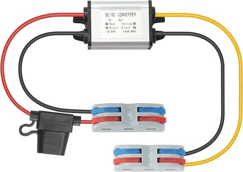 DC/DC Buck 8-32V to 5V Power Converter, Voltage Converter with Fuse to 5V5A 25W MAX Power Transformer Waterproof Step Down Module for Automotive, LED Lights, Boat Dock, Instruments. in Kuwait