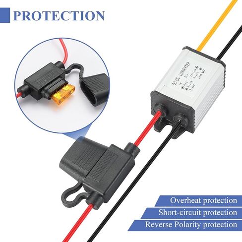 DC/DC Buck 8-32V to 5V Power Converter, Voltage Converter with Fuse to 5V5A 25W MAX Power Transformer Waterproof Step Down Module for Automotive, LED Lights, Boat Dock, Instruments. in Kuwait