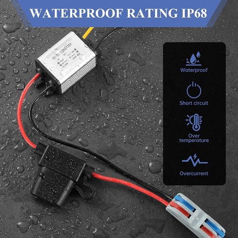 DC/DC Buck 8-32V to 5V Power Converter, Voltage Converter with Fuse to 5V5A 25W MAX Power Transformer Waterproof Step Down Module for Automotive, LED Lights, Boat Dock, Instruments. in Kuwait