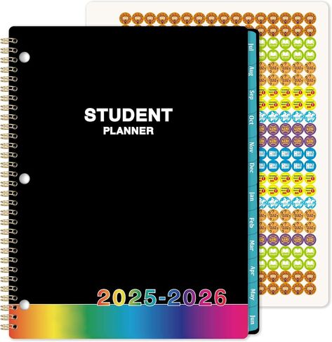 Student Planner 2024-2025 - School Planner 2024-2025, July 2024 - June 2025, 9" x 11", 2024-2025 Student Planner with Back Pocket - Black Rainbow in Saudi Arabia