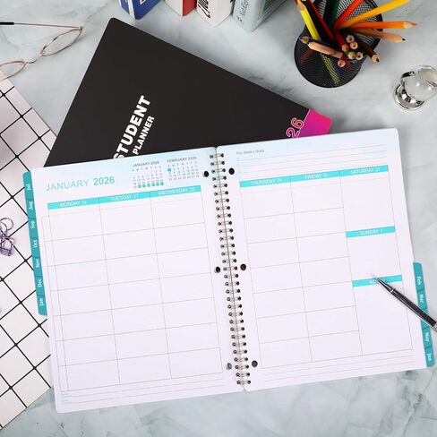 Student Planner 2024-2025 - School Planner 2024-2025, July 2024 - June 2025, 9" x 11", 2024-2025 Student Planner with Back Pocket - Black Rainbow in Saudi Arabia