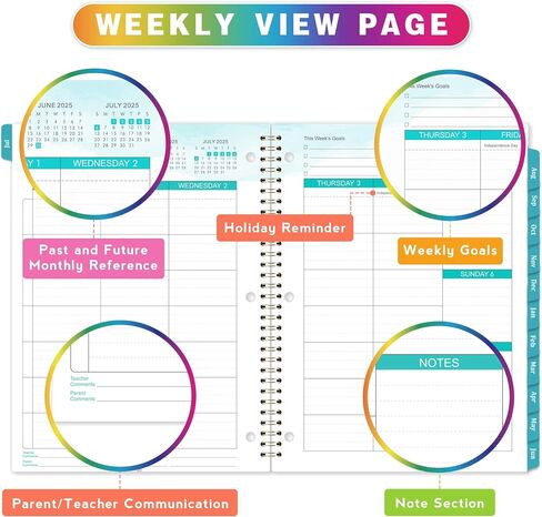 Student Planner 2024-2025 - School Planner 2024-2025, July 2024 - June 2025, 9" x 11", 2024-2025 Student Planner with Back Pocket - Black Rainbow in Saudi Arabia