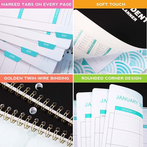 Student Planner 2024-2025 - School Planner 2024-2025, July 2024 - June 2025, 9" x 11", 2024-2025 Student Planner with Back Pocket - Black Rainbow in Saudi Arabia