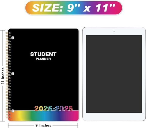 Student Planner 2024-2025 - School Planner 2024-2025, July 2024 - June 2025, 9" x 11", 2024-2025 Student Planner with Back Pocket - Black Rainbow in Saudi Arabia