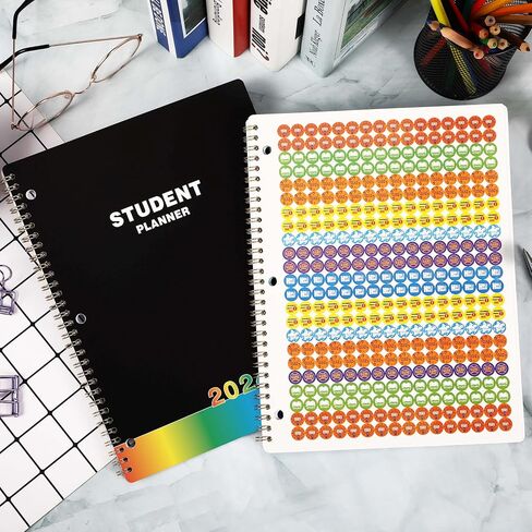 Student Planner 2024-2025 - School Planner 2024-2025, July 2024 - June 2025, 9" x 11", 2024-2025 Student Planner with Back Pocket - Black Rainbow in Saudi Arabia