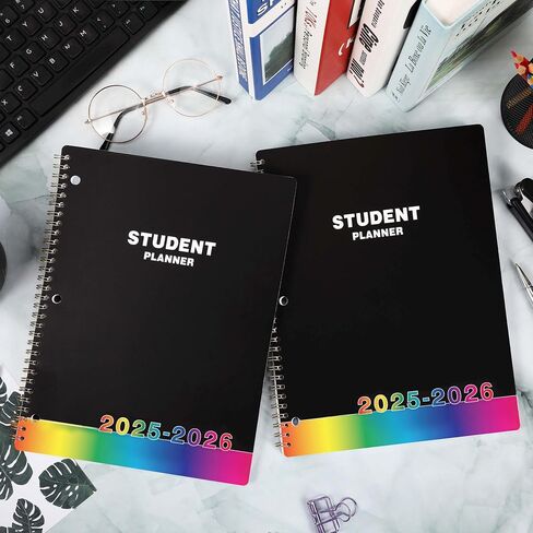 Student Planner 2024-2025 - School Planner 2024-2025, July 2024 - June 2025, 9" x 11", 2024-2025 Student Planner with Back Pocket - Black Rainbow in Saudi Arabia
