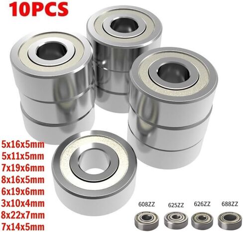 10pcs محامل مصغرة 685zz 608z 625zz صامتة صغيرة تحمل أخدود عميق محمل كرة كربونية من أجل سكوتر لوح التزلج (608zz-8x22x7mm) in Saudi Arabia