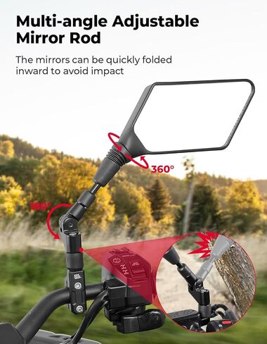 KEMIMOTO ATV Mirrors, 8MM 10MM Foldable Motorcycle Mirrors with 7/8" Handlebar Mounts, Clear Vision fit ATV Motorcycle Scooter Bike, Compatible with Polaris Sportsman, Outlander, Raptor in Saudi Arabia