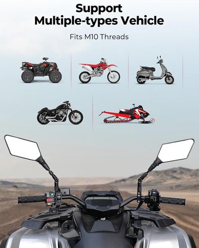 KEMIMOTO ATV Mirrors, 8MM 10MM Foldable Motorcycle Mirrors with 7/8" Handlebar Mounts, Clear Vision fit ATV Motorcycle Scooter Bike, Compatible with Polaris Sportsman, Outlander, Raptor in Saudi Arabia