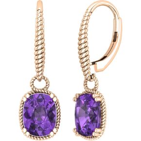 Dazzlingrock Collection 9x7mm Rectangular Cushion Gemstone Twisted Rope Edge Dangle Drop Lever Back Earrings for Her in Solid Gold in Kuwait
