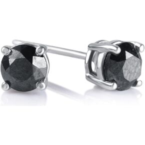 3.00 CTTW مستديرة أقراط مسمار الماس الأسود في الفضة الاسترليني in Kuwait