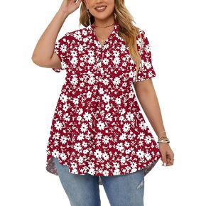 PLOKNRD قمصان صيفية للسيدات مقاس كبير قميص Henley بأكمام قصيرة وأزرار لأعلى وبلوزة بأكمام قصيرة باللون الأسود in Kuwait