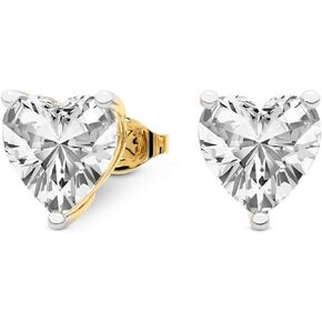 The Diamond Deal IGI Certified 1.00 to 5.00 Carat Heart Shape Lab-Grown Diamond 3-Prong Stud Earrings in 14k Yellow, White or Rose Gold With Push Back Closure in Kuwait