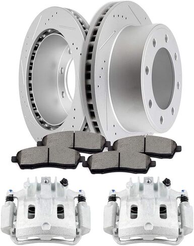 SCITOO Rear Brake Kit [4] Brake Pads [2] Brake Rotors [2] Brake Disc Calipers w/Bracket Compatible With 2000-2005 for Ford for Excursion in Saudi Arabia
